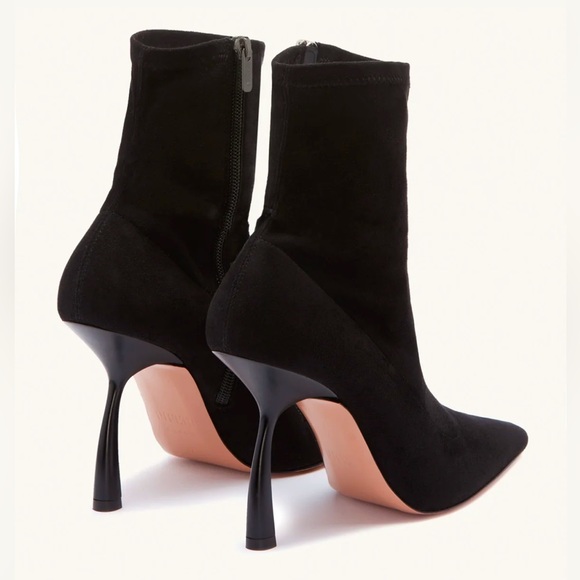 PIFERI Merlin Black Ankle Boot Vegan Suede Curved Heel elongated toe Size 40 New - Picture 5 of 13